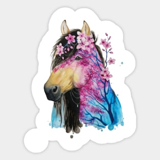 Horse pink flowers Sticker